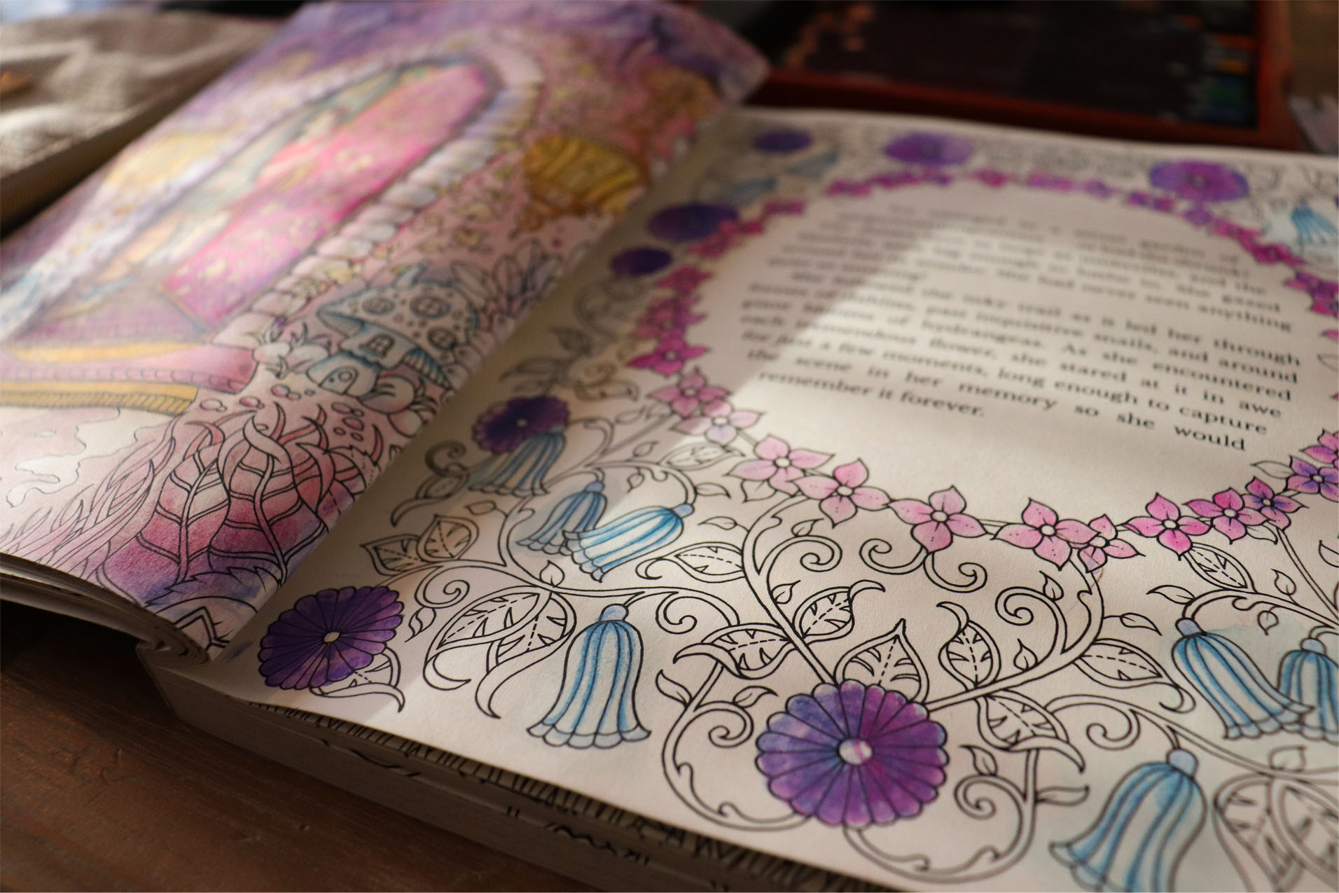 coloringbook ivy and the inky butterfly. colored with watercolor and coloring pencils